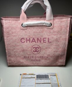 Alternative view of Chanel Deauville Tote Bag 14.9in/ 38cm Pink Gold Hardware For Women A66941