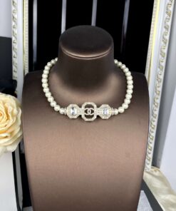 Chanel Geometric Square Pearl Necklace White For Women - Image 3
