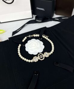 Chanel Geometric Square Pearl Necklace White For Women - Image 4
