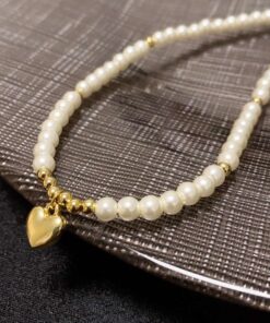 Chanel Heart Pearl Necklace White For Women - Image 6