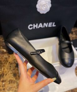 Chanel Interlocking CC Logo Mary Jane Flats Black For Women - Image 8