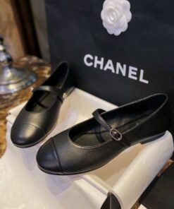 Chanel Interlocking CC Logo Mary Jane Flats Black For Women - Image 7