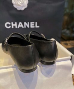 Chanel Interlocking CC Logo Mary Jane Flats Black For Women - Image 6