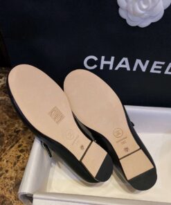 Chanel Interlocking CC Logo Mary Jane Flats Black For Women - Image 5