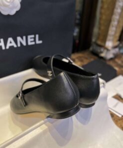 Chanel Interlocking CC Logo Mary Jane Flats Black For Women - Image 3