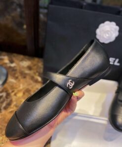 Alternative view of Chanel Interlocking CC Logo Mary Jane Flats Black For Women