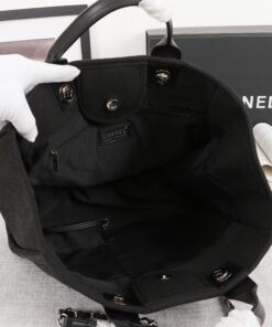 Alternative view of Chanel Large Deauville Pearl Tote Bag 15in/ 38cm Black Silver Hardware For Women A66941