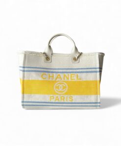 Chanel Deauville Large Tote Bag 13.8in/ 35cm Sand Gold Hardware For Women