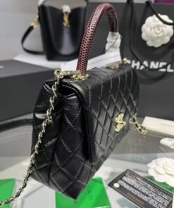 Chanel Flap Bag Medium Crossbody 9in/ 23cm Black Gold Hardware For Women A92990 - Image 4