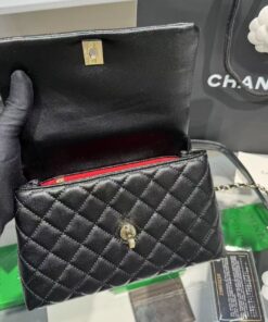 Chanel Flap Bag Medium Crossbody 9in/ 23cm Black Gold Hardware For Women A92990 - Image 6