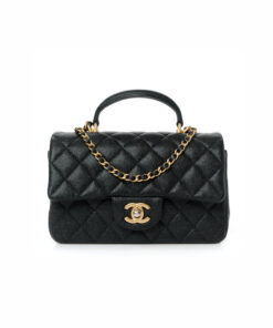 Chanel Flap Bag Mini Crossbody 7.8in/ 20cm Black Gold Hardware For Women