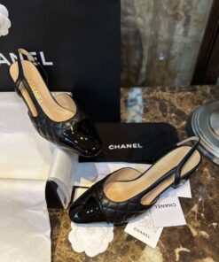 Chanel Patent Slingback Pumps Black For Women - Image 8