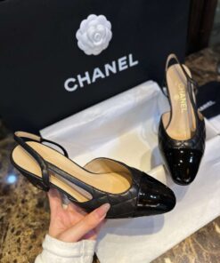 Chanel Patent Slingback Pumps Black For Women - Image 7