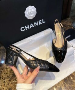 Chanel Patent Slingback Pumps Black For Women - Image 5