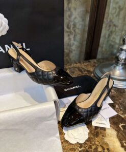 Chanel Patent Slingback Pumps Black For Women - Image 6