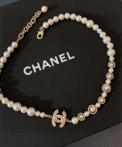 Chanel Pearl Bow Necklace White For Women - Image 3