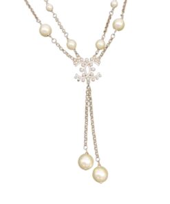Chanel Pearl Double C Rice Beads Large And Small Necklace Gold For Women