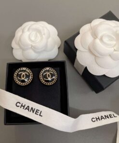 Alternative view of Chanel  Round Acrylic Stud Earrings Black For Women