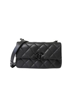 Chanel Flap Bag Small Crossbody 7.8in/ 20cm Black Black Hardware For Women