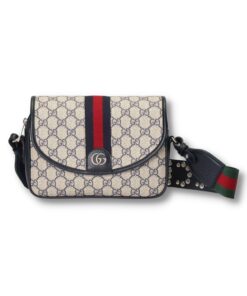 Gucci Ophidia GG Small Shoulder Bag Dark Blue/Beige For Women 9.1in/23cm