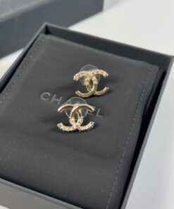 Chanel Stud Earrings Gold For Women - Image 3
