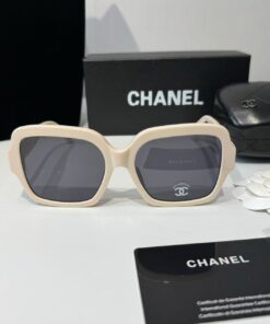 Chanel Sunglasses Pearls Gold CC Logo White For Women