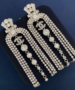Chanel Tassel Claw Chain Earrings Silver For Women - Image 5