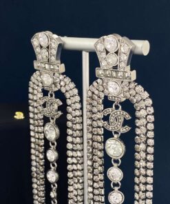 Chanel Tassel Claw Chain Earrings Silver For Women - Image 4