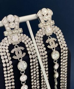 Chanel Tassel Claw Chain Earrings Silver For Women - Image 3
