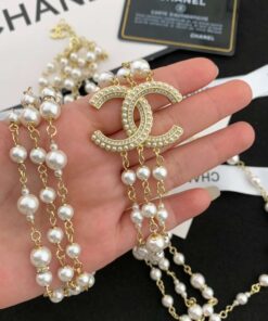 Alternative view of Chanel Three-Layer Pearl Necklace Gold For Women