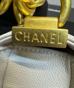 Chanel Boy Small Crossbody Bag 7.8in/ 20cm Ivory Gold Hardware For Women A67085 - Image 4