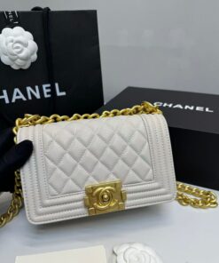 Alternative view of Chanel Boy Small Crossbody Bag 7.8in/ 20cm Ivory Gold Hardware For Women A67085