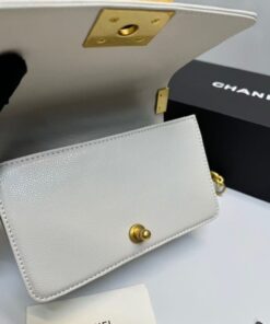 Chanel Boy Small Crossbody Bag 7.8in/ 20cm Ivory Gold Hardware For Women A67085 - Image 8