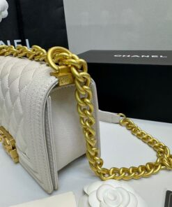 Chanel Boy Small Crossbody Bag 7.8in/ 20cm Ivory Gold Hardware For Women A67085 - Image 10
