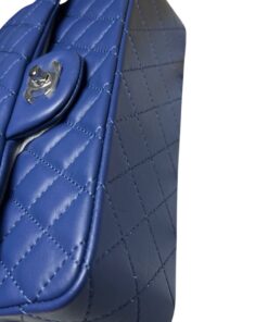 Chanel Classic Double Flap Bag Medium Crossbody 10in/ 25.5cm Navy Blue Silver Hardware For Women A01112 - Image 5