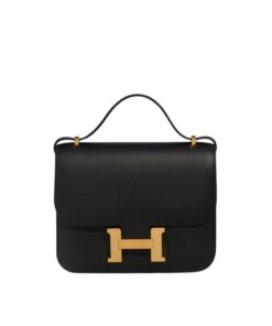 Hermes Constance 18 Crossbody Bag 7.1in/ 18cm Black Gold Hardware For Women
