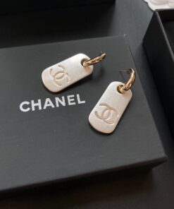 Alternative view of Chanel Dangling Big Tag Earrings Gold Tone For Women