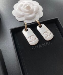 Chanel Dangling Big Tag Earrings Gold Tone For Women - Image 6