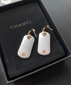 Chanel Dangling Big Tag Earrings Gold Tone For Women - Image 5