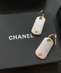 Chanel Dangling Big Tag Earrings Gold Tone For Women - Image 4