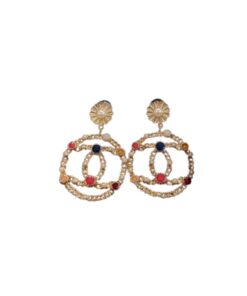 Chanel Douple C Small Chain Earrings Gold Tone For Women
