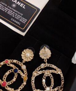 Alternative view of Chanel Douple C Small Chain Earrings Gold Tone For Women