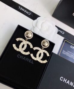 Chanel Engraved Pattern Douple C Earrings Gold Tone For Women - Image 7