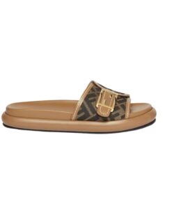 Fendi Feel Brown Fabric Slides For Women- 8X8404AJZFF1ICN