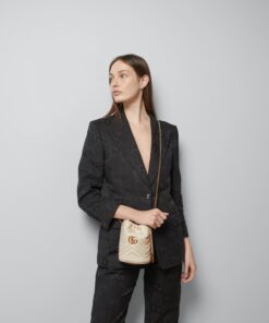 Alternative view of Gucci GG Marmont Mini Bucket Bag Matelasse Chevron White For Women 6in/14cm GG 575163 DTDRT 9022