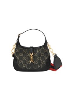 Gucci Jackie 1961 Mini Shoulder Bag Black And Ivory GG Denim Jacquard For Women 7.5in/19cm GG 685127 UN3AG 1294