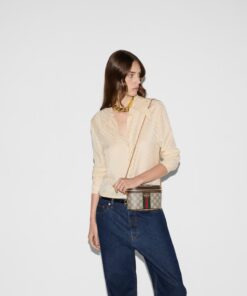 Gucci Ophidia Belt Bag With Web Beige/Ebony Soft GG Supreme Canvas 7.1in/18cm GG 699765 96IWG 8745 - Image 14