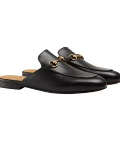 Gucci Princetown Black Leather Slipper For Women GG ‎423513 BLM00 1000