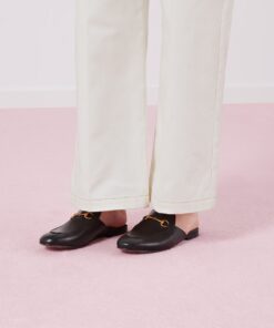 Alternative view of Gucci Princetown Black Leather Slipper For Women GG ‎423513 BLM00 1000