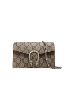 Gucci Dionysus Super Mini Shoulder Bag 6.5in/ 17cm Emerald GG Supreme Canvas Made Using An Earth-Conscious Process With Taupe Detail For Women 476432 KHNRN 8642